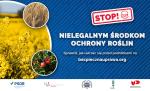 Baner z grafiką dekoracyjną: STOP nielegalnym środkom ochrony roślin